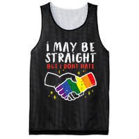 I May Be Straight But I Dont Hate G.A.Y Pride Flag L.G.B.T.Q Ally Mesh Reversible Basketball Jersey Tank
