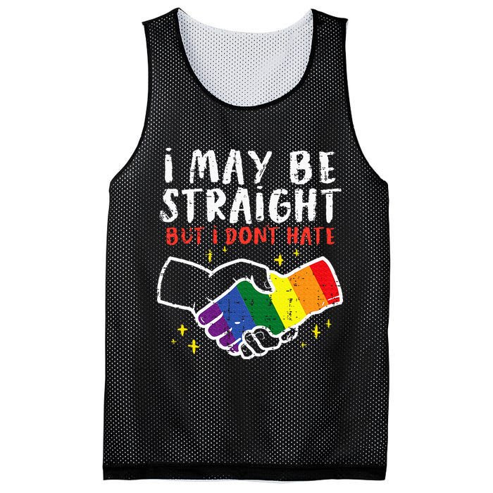 I May Be Straight But I Dont Hate G.A.Y Pride Flag L.G.B.T.Q Ally Mesh Reversible Basketball Jersey Tank