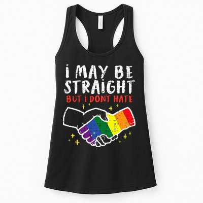 I May Be Straight But I Dont Hate G.A.Y Pride Flag L.G.B.T.Q Ally Womens Tank Top