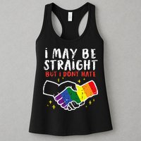 I May Be Straight But I Dont Hate G.A.Y Pride Flag L.G.B.T.Q Ally Womens Tank Top