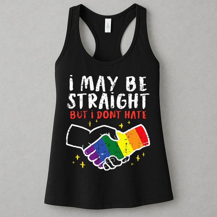 I May Be Straight But I Dont Hate G.A.Y Pride Flag L.G.B.T.Q Ally Womens Tank Top