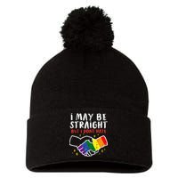 I May Be Straight But I Dont Hate G.A.Y Pride Flag L.G.B.T.Q Ally Pom Pom 12in Knit Beanie