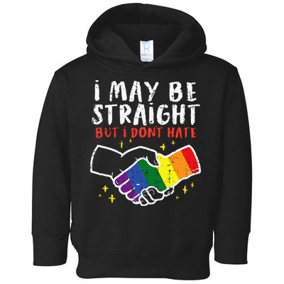 I May Be Straight But I Dont Hate G.A.Y Pride Flag L.G.B.T.Q Ally Toddler Hoodie