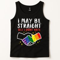 I May Be Straight But I Dont Hate G.A.Y Pride Flag L.G.B.T.Q Ally Tank Top