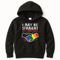 I May Be Straight But I Dont Hate G.A.Y Pride Flag L.G.B.T.Q Ally Kids Hoodie