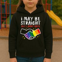 I May Be Straight But I Dont Hate G.A.Y Pride Flag L.G.B.T.Q Ally Kids Hoodie