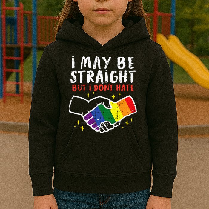 I May Be Straight But I Dont Hate G.A.Y Pride Flag L.G.B.T.Q Ally Kids Hoodie
