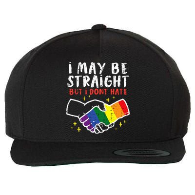 I May Be Straight But I Dont Hate G.A.Y Pride Flag L.G.B.T.Q Ally Wool Snapback Cap