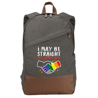I May Be Straight But I Dont Hate G.A.Y Pride Flag L.G.B.T.Q Ally Cotton Canvas Backpack