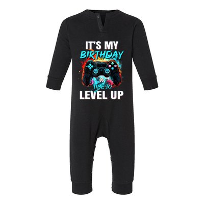 ItS My Birthday Boy Time To Level Up Video Game Birthday Infant Fleece One Piece