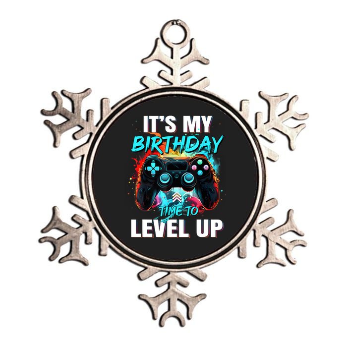 ItS My Birthday Boy Time To Level Up Video Game Birthday Metallic Star Ornament