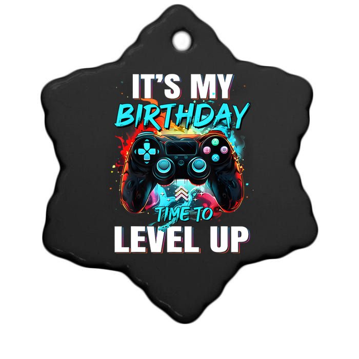 ItS My Birthday Boy Time To Level Up Video Game Birthday Ceramic Star Ornament