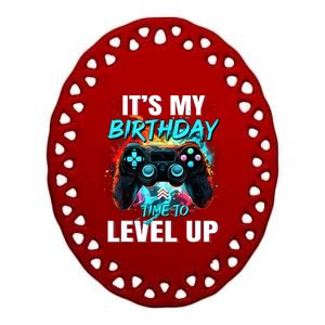 ItS My Birthday Boy Time To Level Up Video Game Birthday Ceramic Oval Ornament