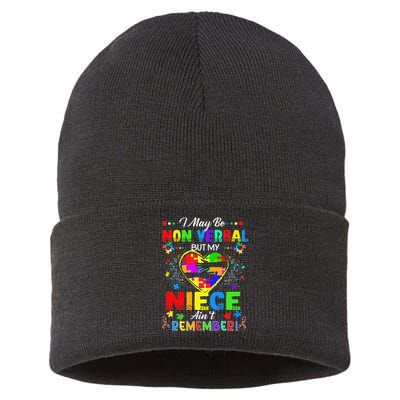 I May Be Non Verbal But My NieceAint Remember That Autism Sustainable Knit Beanie