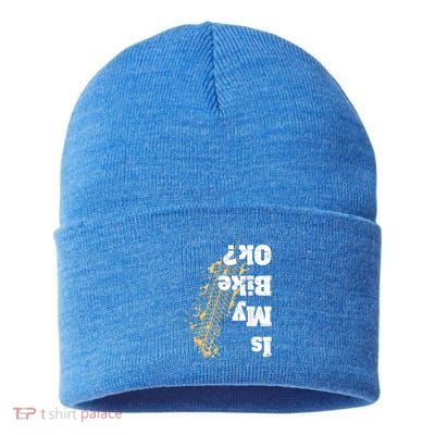 Is My Bike Ok? Funny Vintage Biker Gift For Bikers Sustainable Knit Beanie