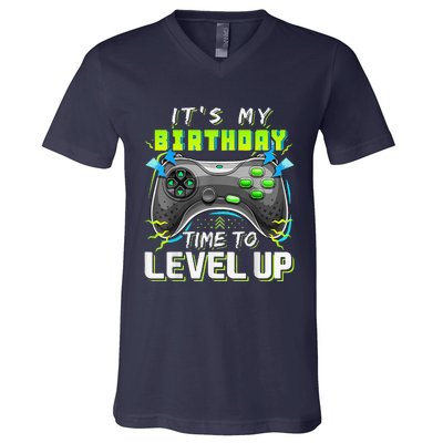 It's My Birthday Time To Level Up Video Game Gifts Cute V-Neck T-Shirt