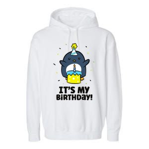 It's My Birthday! Cute Birthday Penguin Garment-Dyed Fleece Hoodie