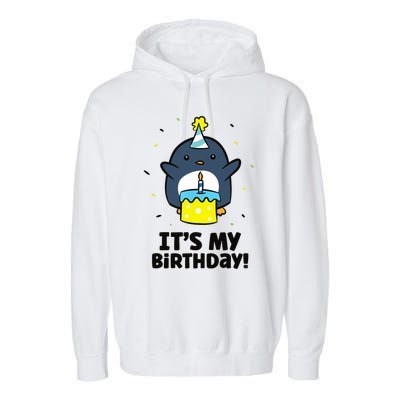 It's My Birthday! Cute Birthday Penguin Garment-Dyed Fleece Hoodie