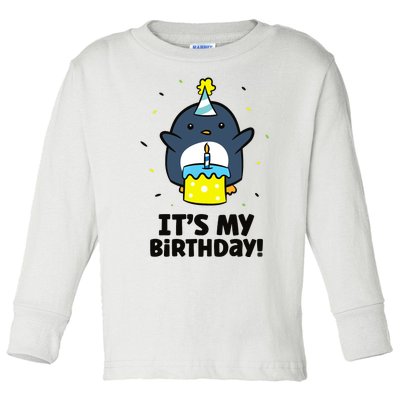 It's My Birthday! Cute Birthday Penguin Toddler Long Sleeve Shirt