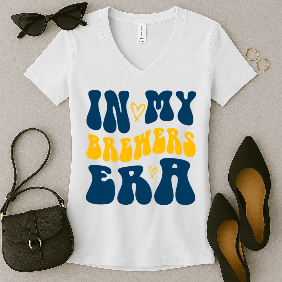 In My Brewers Era Milwaukee Baseball Lover Women's V-Neck T-Shirt