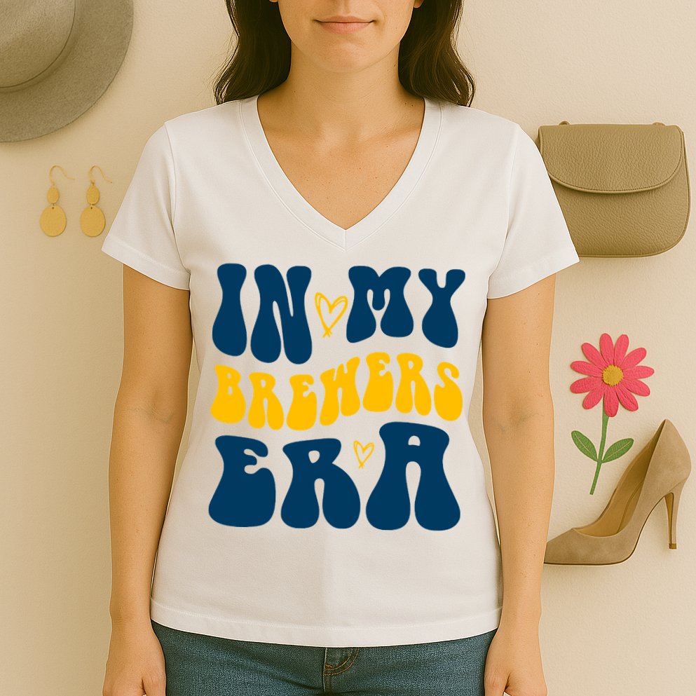 In My Brewers Era Milwaukee Baseball Lover Women's V-Neck T-Shirt
