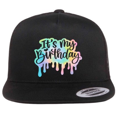 Its My Birthday For Women Teens Girls Retro Tie Dye Flatbill Hat