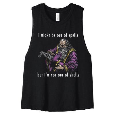 I Might Be Out Of Spells But IM Not Out Of Shells Up Women's Racerback Cropped Tank