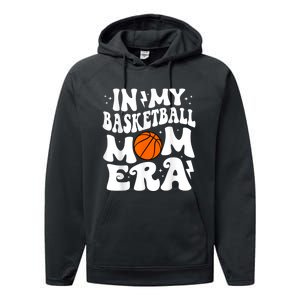 In My Basketball Mom Era Cute Groovy Basketball Performance Fleece Hoodie