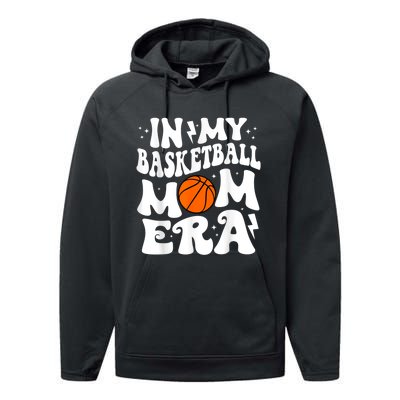 In My Basketball Mom Era Cute Groovy Basketball Performance Fleece Hoodie