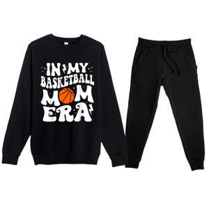 In My Basketball Mom Era Cute Groovy Basketball Premium Crewneck Sweatsuit Set