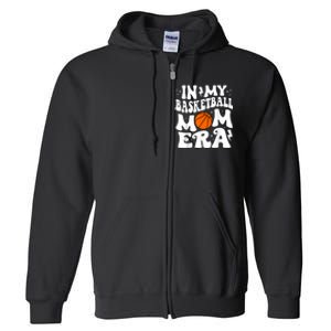 In My Basketball Mom Era Cute Groovy Basketball Full Zip Hoodie