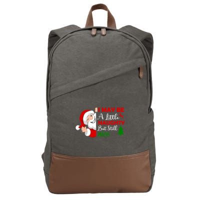 I May Be A Little Naughty But Still Nice Cotton Canvas Backpack