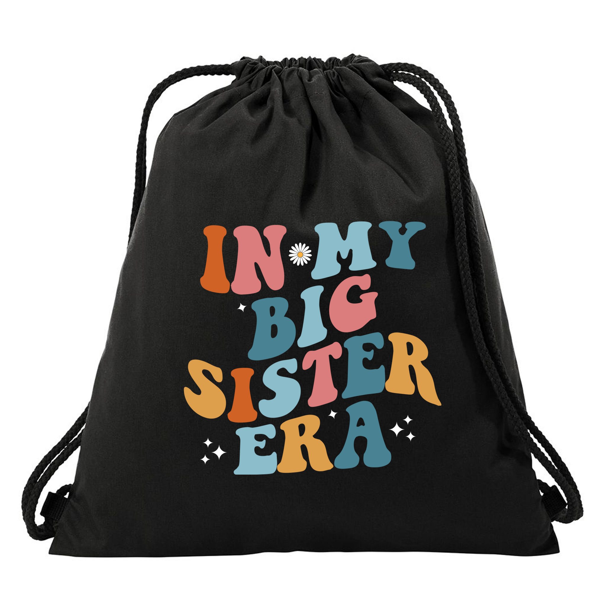 In My Big Sis Era Groovy Drawstring Bag