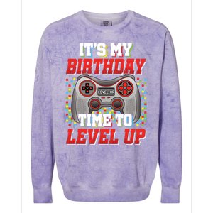 ItS My Birthday Time To Level Up Video Game Birthday Gift Colorblast Crewneck Sweatshirt