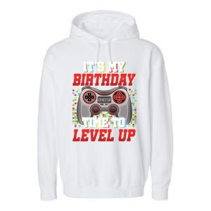 ItS My Birthday Time To Level Up Video Game Birthday Gift Garment-Dyed Fleece Hoodie