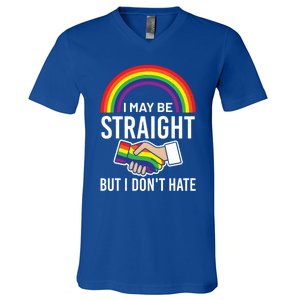 I May Be Straight But I Dont Hate Maybe Lgbt Csd Gift V-Neck T-Shirt