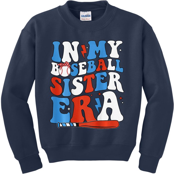 In My Baseball Sister Era Groovy Baseball Sister 2 Sided Kids Sweatshirt