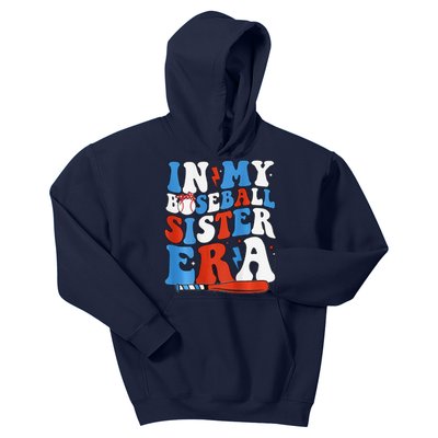 In My Baseball Sister Era Groovy Baseball Sister 2 Sided Kids Hoodie