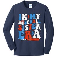 In My Baseball Sister Era Groovy Baseball Sister 2 Sided Kids Long Sleeve Shirt