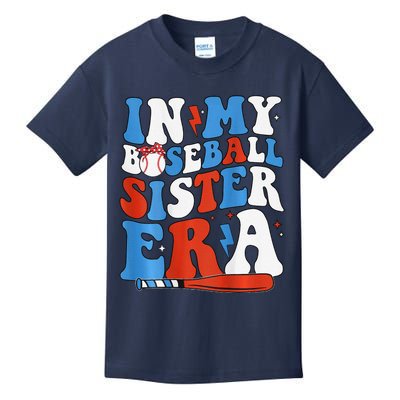 In My Baseball Sister Era Groovy Baseball Sister 2 Sided Kids T-Shirt