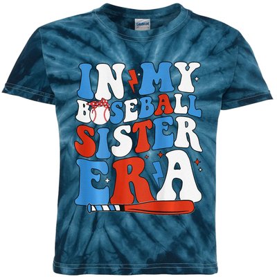 In My Baseball Sister Era Groovy Baseball Sister 2 Sided Kids Tie-Dye T-Shirt