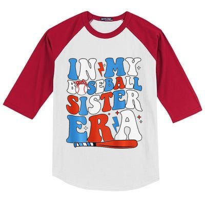 In My Baseball Sister Era Groovy Baseball Sister 2 Sided Kids Colorblock Raglan Jersey