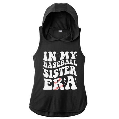 In My Baseball Sister Era Groovy Retro Proud Baseball Sister Ladies PosiCharge Tri-Blend Wicking Draft Hoodie Tank