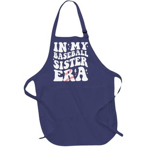 In My Baseball Sister Era Groovy Retro Proud Baseball Sister Full-Length Apron With Pockets