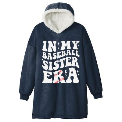 In My Baseball Sister Era Groovy Retro Proud Baseball Sister Hooded Wearable Blanket