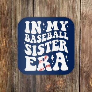 In My Baseball Sister Era Groovy Retro Proud Baseball Sister Coaster