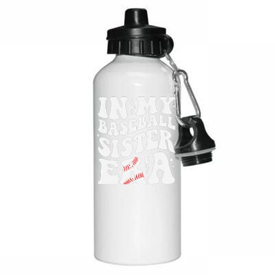 In My Baseball Sister Era Groovy Retro Proud Baseball Sister Aluminum Water Bottle