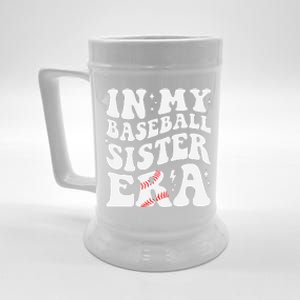 In My Baseball Sister Era Groovy Retro Proud Baseball Sister Beer Stein