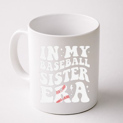 In My Baseball Sister Era Groovy Retro Proud Baseball Sister Coffee Mug