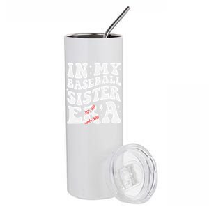 In My Baseball Sister Era Groovy Retro Proud Baseball Sister Stainless Steel Tumbler